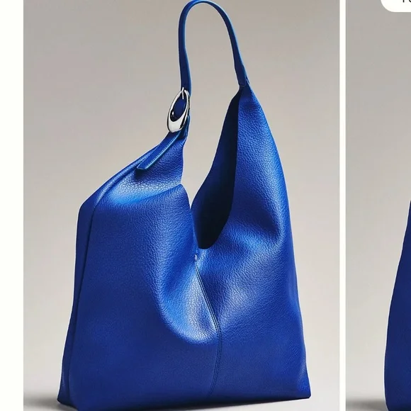 Anthropologie Viral Cobalt Blue Leather Hobo Shoulder Bag - Picture 1 of 4